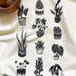 House Plants Organic Tea Towel Black - 20x24