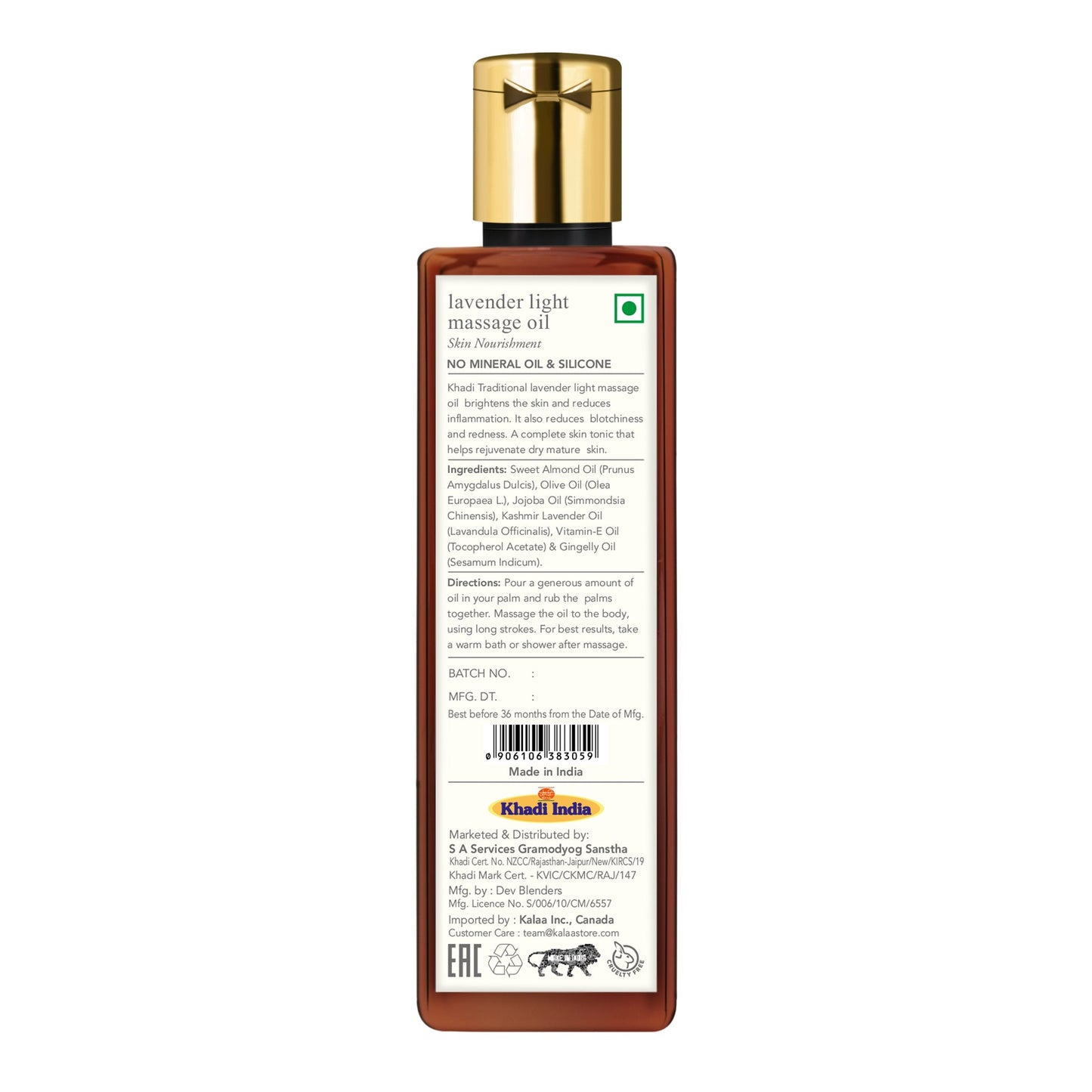 Khadi Traditional Lavender Light Body Massage Oil