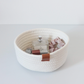 White Woven Cotton Rope Round Basket with Leather Accent