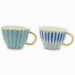 Stoneware Blue Pattern with Gold Handle Mug - 350 ml / 12 oz