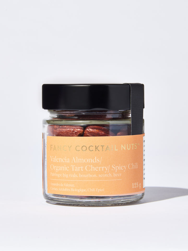 Fancy Cocktail Nuts - Valencia Almonds, Organic Tart Cherry & Spicy Chili